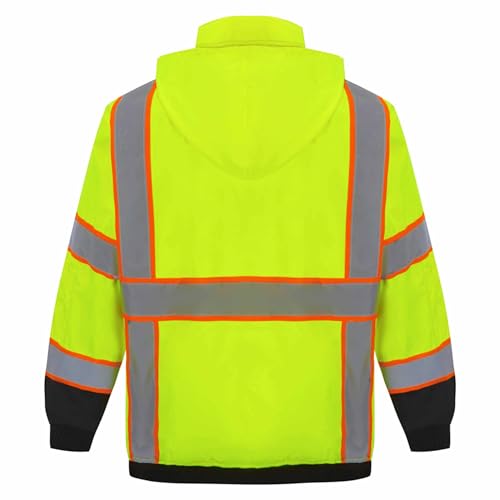 3C SAJ5710, ANSI Class 3, High Vis 3-in-1 Bomber Jacket, Water Resistant, Removable, Reflective, Neon Green w/Blk Bottom2