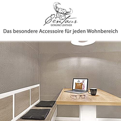 Centaur - Hochwertiges Leder Sitzkissen - Schwarz 40x40 cm - Ideal für Stuhl oder Sitzbank - Abwaschbare Echtleder Stuhlkissen - Pflegeleichte Sitzauflage