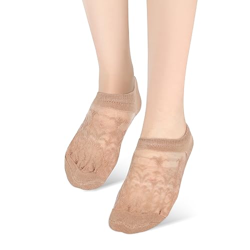 Image of Benefeet Sox Sheer No Show Socks for Women Girls Lace Mesh Low Cut Liner Socks Ultra Thin Nylon Invisible No See Footies Sock