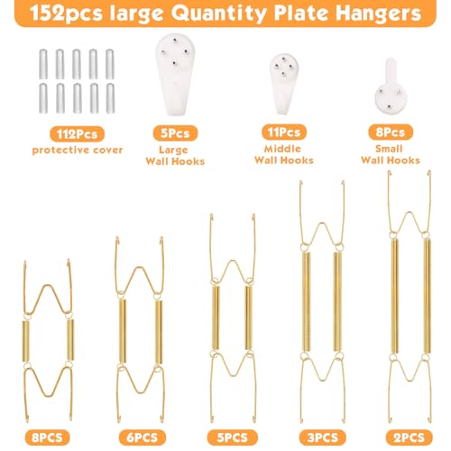 Image of 24 pcs Plate Hangers for The Wall, 4 /6 /8 /10 /12 Inch Invisible Decorative Wall Plate Hangers, Stainless Steel Plates Walls Hanger for Display Various Sizes with Hooks for Decorative