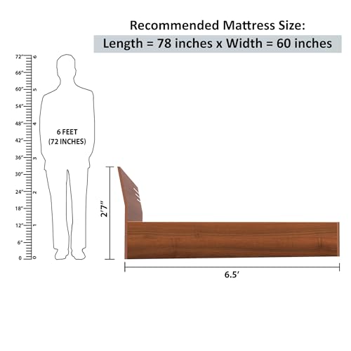 Image of Bharat Lifestyle Amsterdam Engineered Wood Queen Size Bed Without Storage | Brown Finish | Wooden Double Bed for Bedroom & Living Room | Knock Down Delivery | 1 Year Warranty | 72x60 Mattress Size