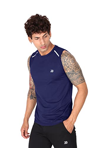 Image of Big Button Mens Dry Fit Stretchable Cut Sleeves Sports Tshirt Tank Top