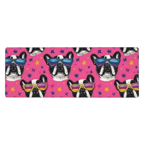 Grand tapis de souris de jeu rose imprimé bouledogue français pour PC