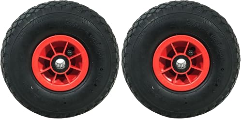 Roue gonflable 10'' 260x85 Alésage 20mm Werkapro (Lot de 2) - Roue en Oxyde d'aluminium Moyen - Rouge - Compatible avec Meule d’angle et Touret à meuler