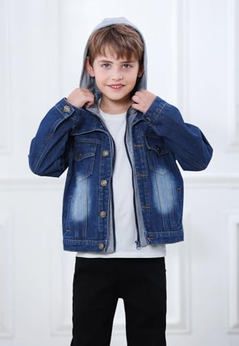 Cromoncent Boys Girls Hooded Denim Jacket Infant Toddler Kids Jean Jacket with Hood3