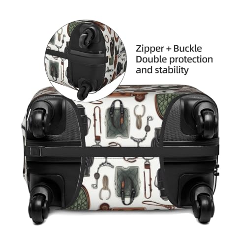 Luggage Cover Protector - Horse Riding Equipment Print Suitcase Covers for Luggage Fit 25-28 Inch Suitcase3