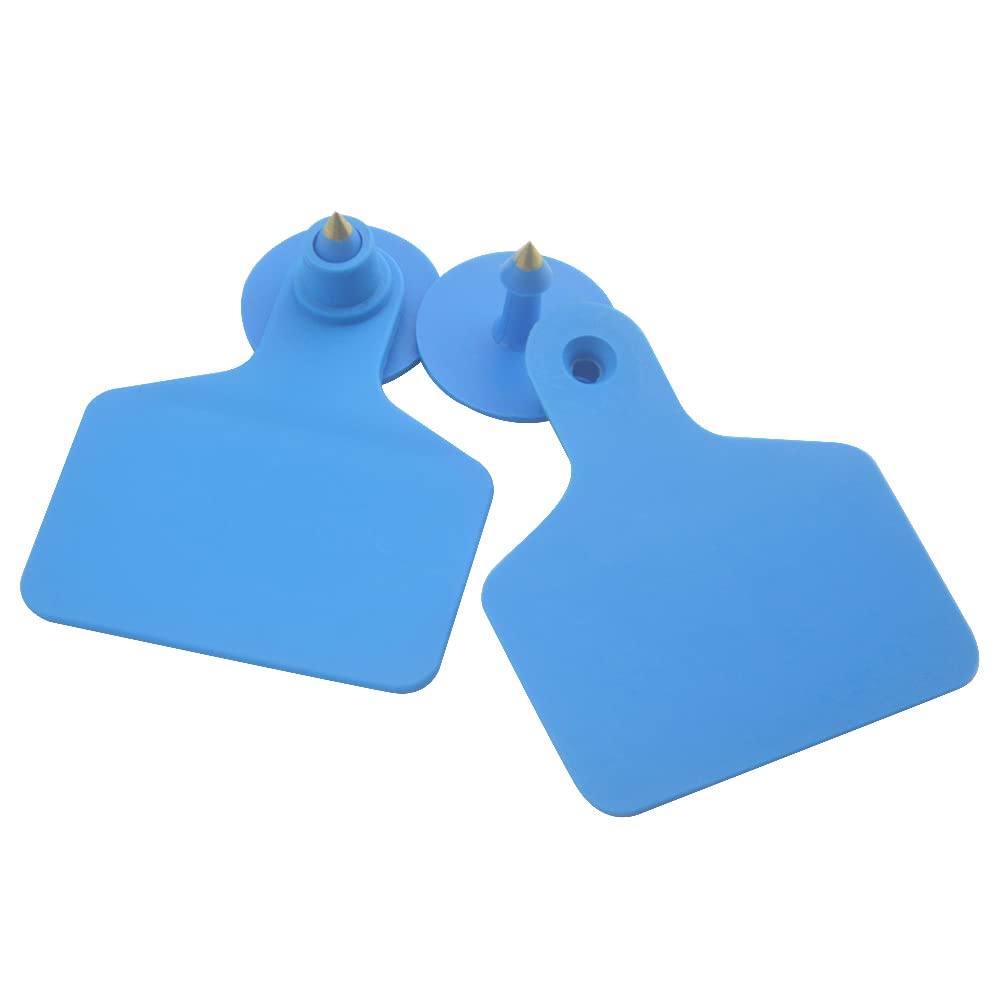 WMYCONGCONG Lot de 100 étiquettes d'oreilles vierges pour identification du bétail, chèvre, mouton, cochon, vache, bétail, veau, cheval (bleu)