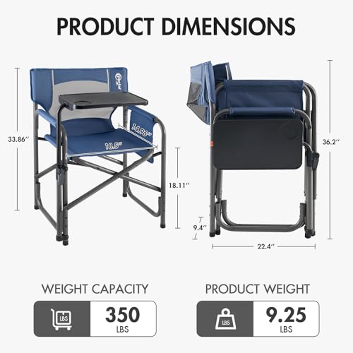 Portal Silla Director con Mesa Lateral Giratoria 2 Vías, Soporta 300 lb, Azul miniatura 3