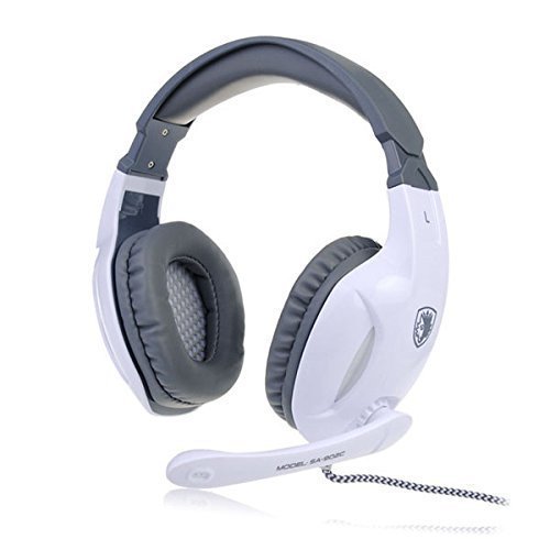 Sades Gaming Headset 3.5Mm Wired Stereo Headphone Headband Led Light Over-Ear Noise Cancelling Headphones With Microphone Volume Control For Pc Computer (White? #TOP1