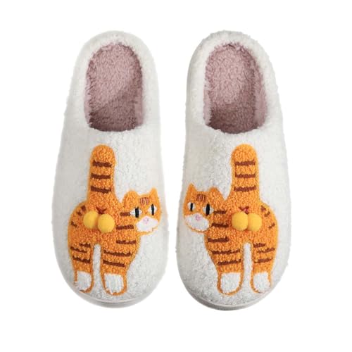 Image of Highland Cow Slippers for Women Plush Scottish Highland Cow Animal Slippers Warm Non Slip Home Indoor Slippers
