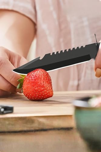 Image of Kitchen Utility Knife with Protective Cover for Kitchen & Home Use | Multipurpose Cutting Knife | Black Color | Set of 1