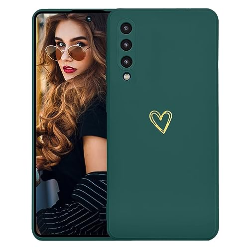 Kaywzo Cover per Xiaomi Mi A3,Custodia in Silicone TPU Liscio di Morbido con Modello Cardiaco,Design Minimalista,Ultrasottile Donna Antiurto Case Cover,Verde