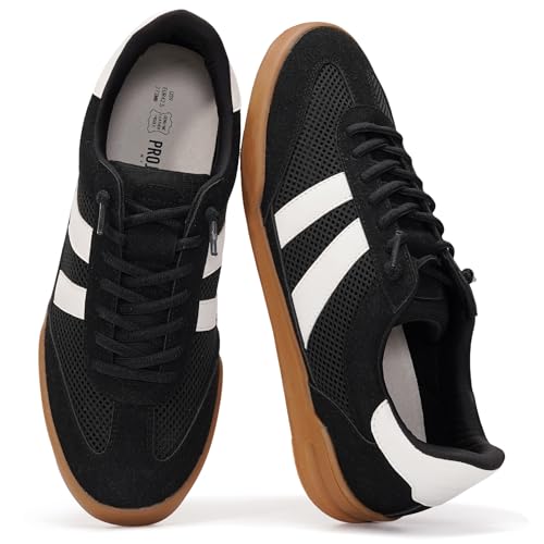 Image of Project Cloud Sneakers for Men - 100% Genuine Leather Mens Casual Shoes Memory Foam Insole Mens Sneakers - Non Slip Outsole Dress Sneakers Men (HISVERDY,Black,12)
