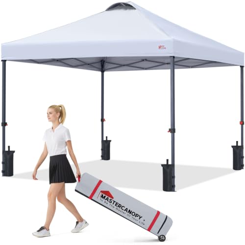 Image of MASTERCANOPY 8x8 Durable Pop Up Canopy Tent with Roller Bag, White