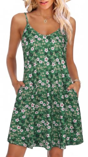 Image of Womens Summer Dresses Spaghetti Strap V Neck Sleeveless Beach Sundress