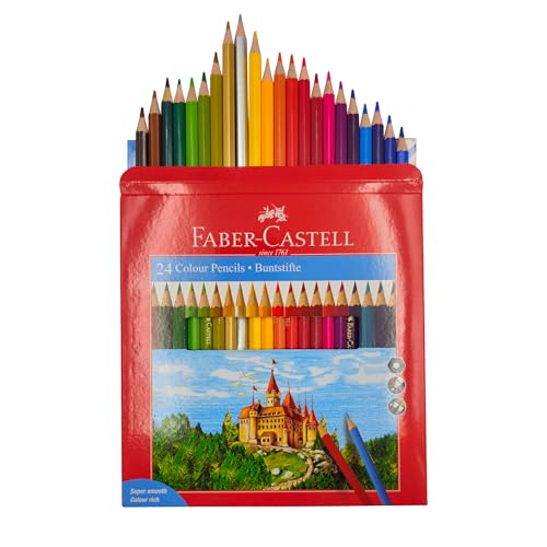 فابر-كاستل قلم تلوين من 24 لون [عبوة من قطعتين]، اقلام تلوين للفنانين، اقلام ملونة لمعلمي الاطفال المدرسة، رسم فني ناعم للتلوين والرسم.