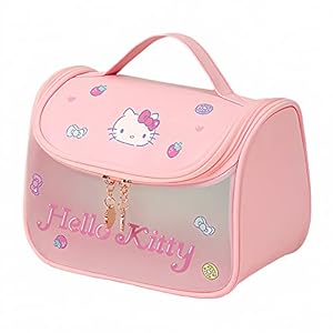 Cute Toiletry Bag for Women Girls, PU Leather Translucent Waterproof Makeup Cosmetic Bag, Travel Makeup Bag Organizer