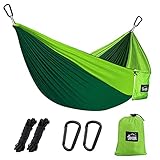 【MATERIAL】 Super atmungsaktiv und schnell trocknend dank des Nylongewebes. Sehr leicht zu reinigen, bietet Ihnen ein einfaches und bequem schlafen. Die geringe Größe macht sie zur perfekten Hängematte für Camping, Backpacking, Trekking oder auf Reisen.