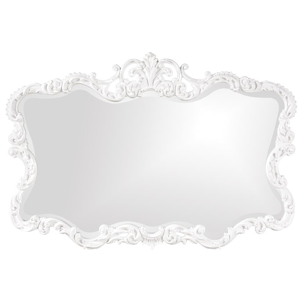 Howard Elliott Antiqued Talida Red Ornate Mirror for Wall, Large Focal Point Rectangular Bedroom Living Room & Vanity Wall Mounted Mirror,Resin Frame, Matte White, 27 x 38 Inch