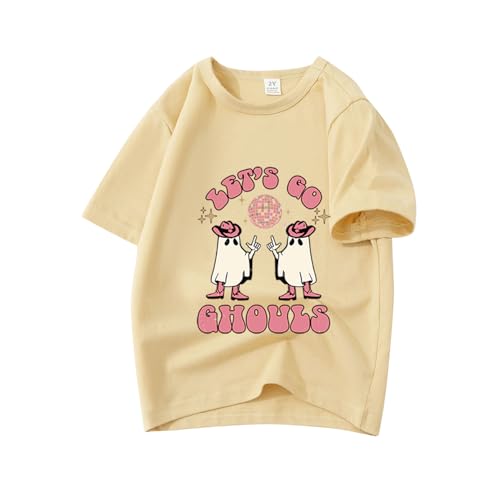 Toddler Girls Halloween Shirt Boys Short Sleeve T-Shirt with Ghouls Graphics | Kids Apricot Outfit Tops 3t