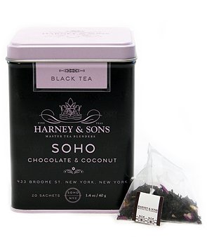Harney & Sons Soho Chocolate Coconut Tea - 20 Count Sachet Tin #TOP11