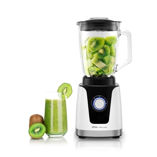 Ufesa White Gold Batidora de Vaso, 1500W Potencia, Jarra de Cristal 1,5L, Regulador de Velocidad con luz LED, Pica Hielo, 6 Cuchillas Extraibles de Acero Inoxidable, 2 Velocidades + TURBO