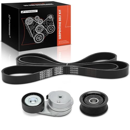 A-Premium Serpentine Drive Belt Kit with Tensioner & Idler Pulley Compatible with Dodge & Chrysler Cars - Charger 2006-2010, Challenger 2009-2010, Magnum 2005-2008, 300 2006-2010 - 3.5L