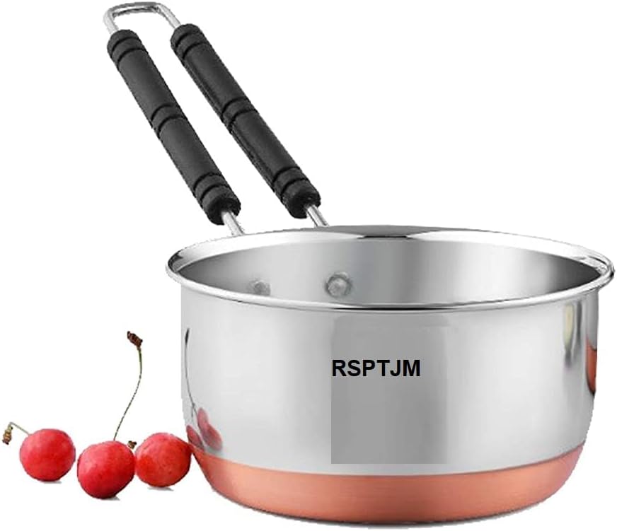 RSPTJM Sauce Pantea Milk pan 2500 ml Stainless Steel Copper Bottom Sauce Pan, Flat Base Sauce Pan, Tea Pan, Milk Pan, Tapeli Patila, Sauce Pot Cookware with Handle VOMI (2.5 Litter Sauce Pan)