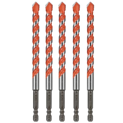 Concrete Drill Bits, 3/8" Hex Shank Masonry Bits, 5PCS