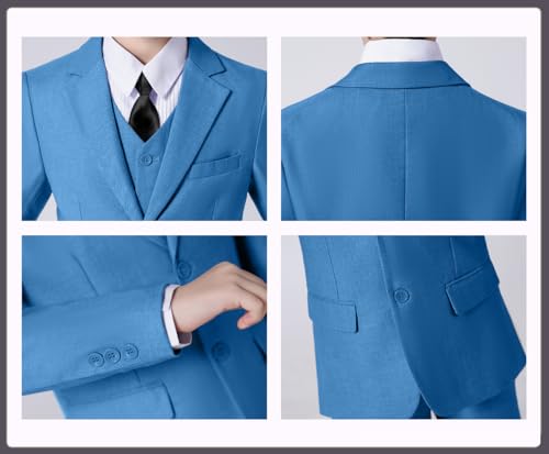 Image of Suit for Boy Formal Slim Fit Tuxedo 5 Pieces Kids Toddler Wedding Outfit Blazer Pants Vest Set Boys Suits