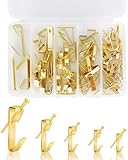 SÉCURITÉ ET ÉLÉGANCE POUR VOS MURS - Notre Kit Crochets Muraux Dorés de 120 Pcs assure une fixation robuste et sûre pour vos cadres photo, tableaux et miroirs. Sublimez votre déco maison avec une touche dorée raffinée.