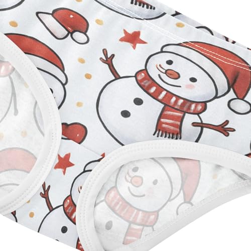 GuoChe Elastic Waistband Panties Organic Underwear for Girls Christmas Snowmen in Sizes 2T,3T, 4T, 5T, 6Y and 8Y4