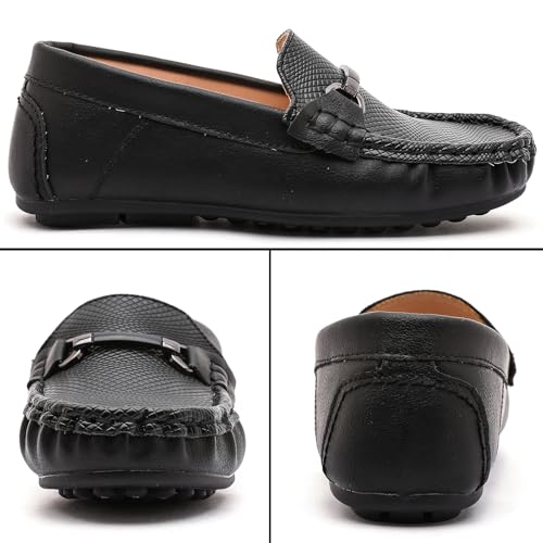 WUIWUIYU Boys Girls Soft Leather Loafers Casual Moccasin Flats School Uniform Dress Penny Loafer-Flat Shoes Black Size 9 by WUIWUIYU - Image 7