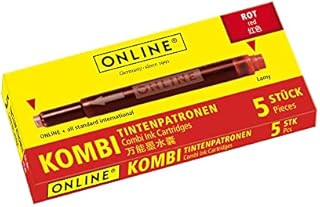 Online double-sided pen ink cartridges, universal pen refills, compatible with all common fountain pens, even Lamy pens - 5 spare cartridges - Erasable, washable, colour royalblue, 17036/12