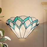 ARTZONE Tiffany Wall Sconces 13 Inches, Vintage Tiffany Style Wall Sconces Stained Glass Wall Light for Bedroom/Bathroom/Livingroom/Corridor/Stairway(Green)