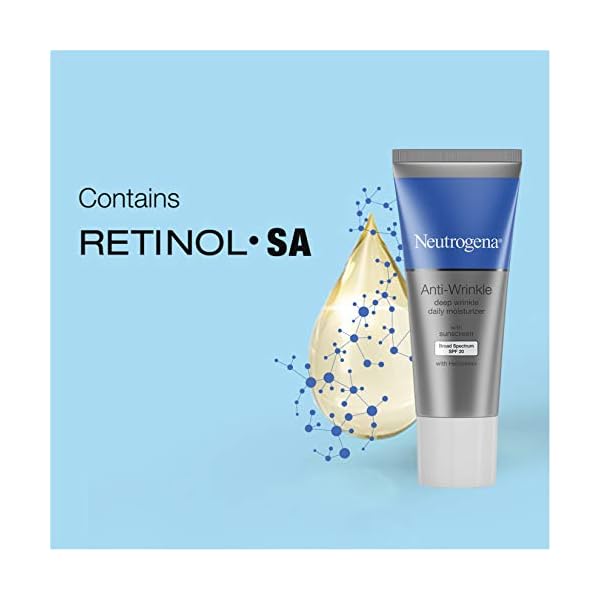Neutrogena Ageless Intensives Anti-Wrinkle Retinol Cream, Daily Wrinkle Moisturizer with SPF 20 Sunscreen, Retinol and Hyaluronic Acid 1.4 oz