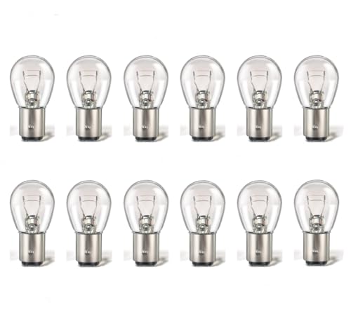 Kadiby 12 Pack 2057/1157/2357 Bulb Tail/Stop/Turn Signal Lights Long Life White Clear Auto Trailer Light Bulbs S25 P21/5W 2057LL 2057A 2057NALL 2057CV BAY15D Lighting Fit for Cars and Motocycles
