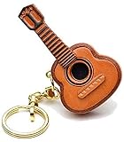 Guitar Instruments 3D Leather Keychain(L) VANCA CRAFT-Collectible Keyring Charm Pendant Made in Japa