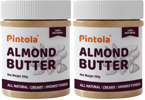 Image of Pintola Almond Butter Creamy 200g - All Natural Unsalted Butter, Healthy Almond Butter Unsweetened for Bread Spreads, Vegan (Pack of 2)