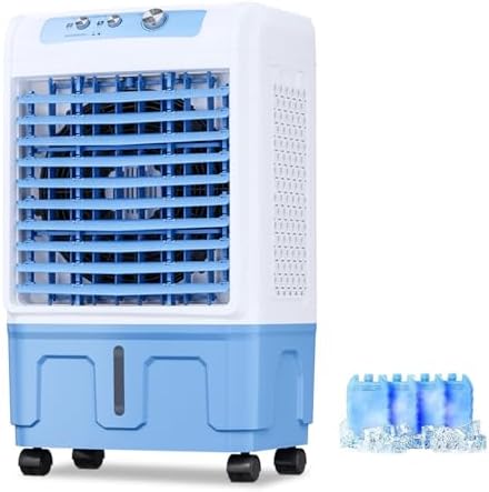 Portable Swamp Cooler - 3-in-1 Evaporative Air Cooler with 120° Oscillation, Large Water Tank & 4 Ice Packs, Ideal for Office, Room, Garage & Kitchen (44x34x89cm)