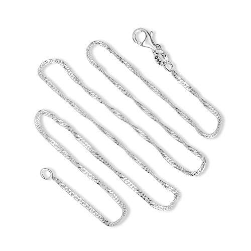 DSS 925 Sterling Silver Necklace for Women, Singapore Chain 1.2mm, Lobster Claw Clasps, Sterling Silver Chain, Italian Jewelry for Women, 20in