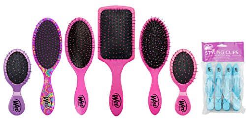 Wet Brush The Ultimate Pack, 2 Original Detangle Brushes, 1 Paddle Brush, 1 Shine Brush, 2 Lil' Detangler Squirt Brushes, and 1 Pack of Wet Clips