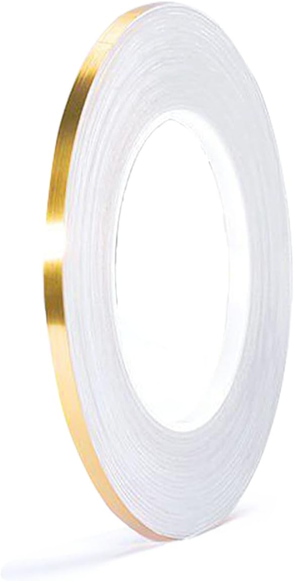 Duct Tape Metallic Chrome Tile Stickers, Gold Pinstriping Waterproof Gap Sealing Tape 0.2" X 166 Ft, Graphic Art Tape with Acrylic Adhesive for Detailing Accent Wall, Wardrobe, Bathroom, Floor