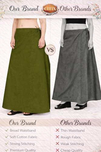 Image of CITIX Pure Cotton Petticoat for Woman Saree | Adujastable Drawstring Waist