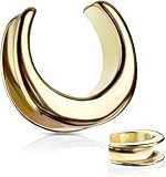 So Scene U Shape Stainless Steel Saddle Spreaders Ear Plugs (10mm- 00 gauge, Gold)