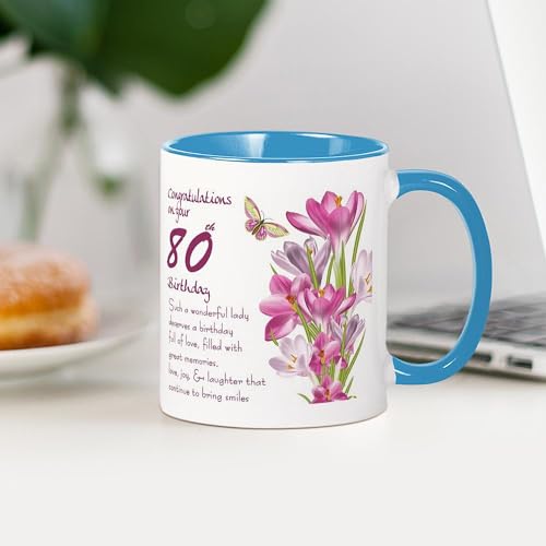 Taza de cerámica 11 oz para 80o cumpleaños miniatura 4