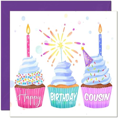 Cousin Birthday Card for Women Cute Cupcake Birthday Cards for Cousin