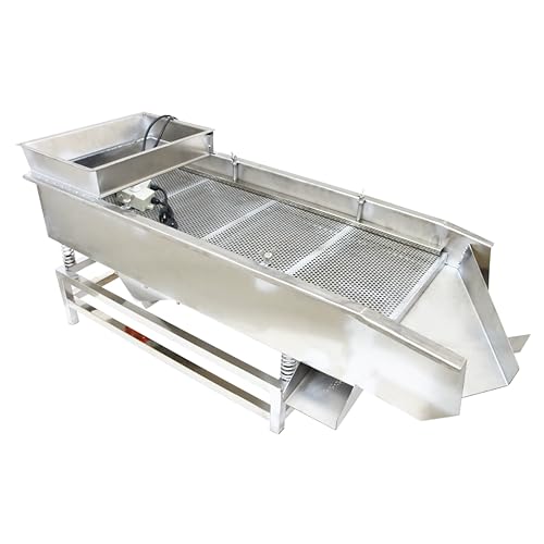 LGXEnzhuo 110V JG40-95 Linear Vibrating Screen Double Motor Double Layer 6mm and 1mm Round Mesh Full Stainless Steel 80W*2