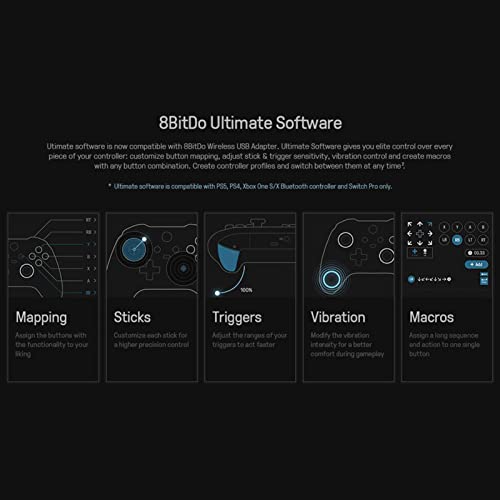 Moochy 8BitDo USB Wireless Adapter 2 Conexão de um botão Substituição de vibração somatossensorial p