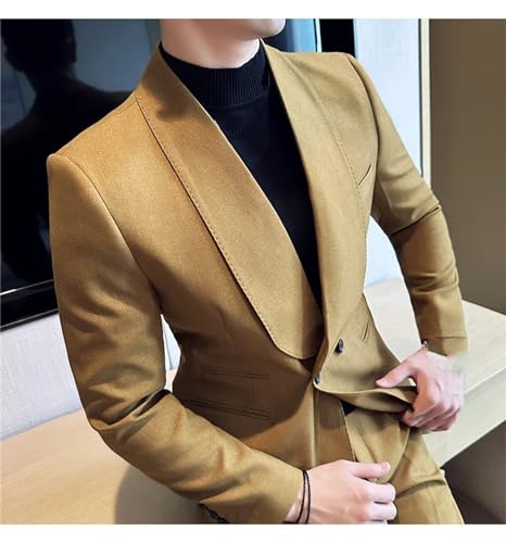Double Breasted Suit Jacket for Men Solid Color Casual Business Wedding Groom Social Blazer4